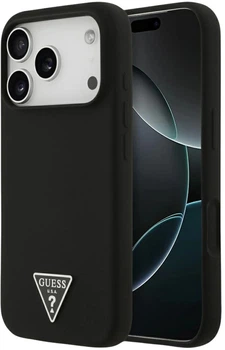 Etui plecki Guess Silicone Triangle Logo MagSafe do Apple iPhone 17 Pro Max Black (3666339517144)