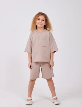 Костюм (футболка+шорты) для девочки SMIL 117514-1 Капучино р.140