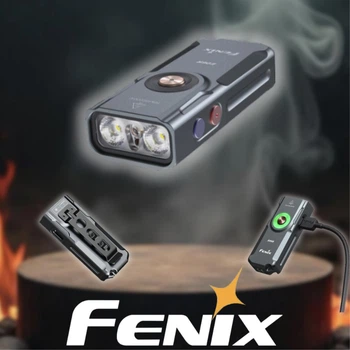 Фонарь наключный Fenix E06R серый, лазер + уф свет + RGB свет