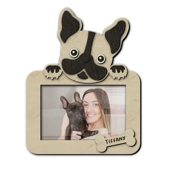 Фоторамка The Frame Depot с французским бульдогом персонализирована на 1 фото Бежевый (dog_french_bulldog_horizontal)
