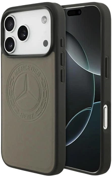 Etui plecki Mercedes Leather Vintage Logo MagSafe do iPhone 17 Pro Max Beige (3666339508128)