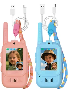Комплект детских раций Walkie Talkies с видеозвонком wi fi цветным экраном до 300 м на аккумуляторе голубая и розовая 2 шт (1065-15)