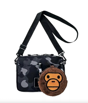 Двусторонняя сумка через плечо Bape Camo Shoulder Bag + кошелёк Baby Milo.