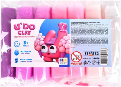 Набір для ліплення  Strateg UDO Clay: Пінкі (31068) (4823113893743)