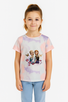 Детская футболка для девочки "Холодное сердце" (Frozen) Эльза и Анна, Tie-Dye 140