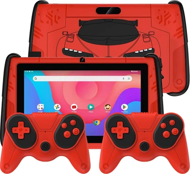 Дитячий планшет PRITOM K7 Pro Kids 7" 3/32GB Android 15 Wi-Fi + 2 геймпади (джойстики) в протиударному кейсі для дітей, Червоний
