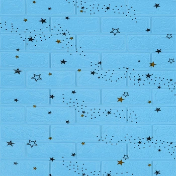 Самоклеюча 3D панель Sticker Wall блакитні зірки 700х770х3мм 321 (3DPanda-1342)