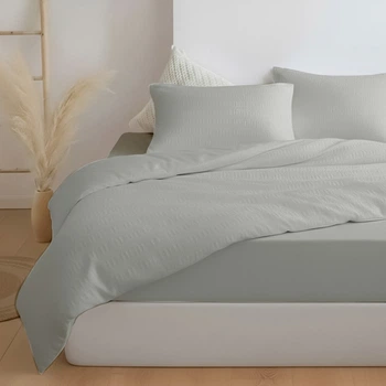 Комплект постільної білизни Zastelli Полуторний 145×210 см 14-4203 Light Grey/Light Grey бавовняна жатка Сірий (2555000013621)