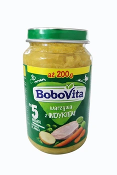 Пюре BoboVita Овочі з індичкою, 200 г (з 5 місяців)