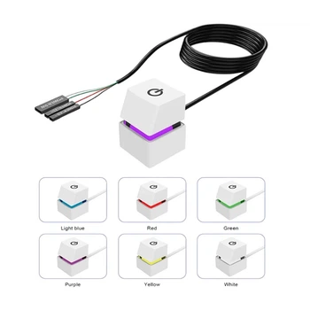 Внешняя кнопка включения ПК с LED-подсветкой TEUCER Квадратная белая кабель 2 м