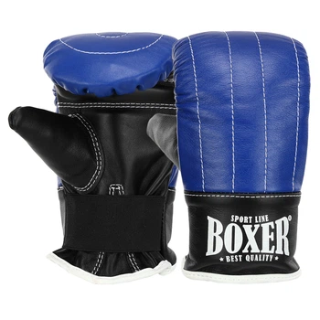 Снарядные перчатки кожаные на резинке размер L кожа BOXER синий-черный 2014