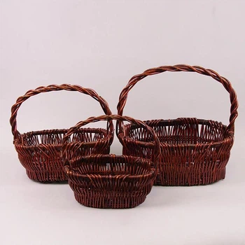 Комплект коричневых корзинок из лозы 3 шт. 38975