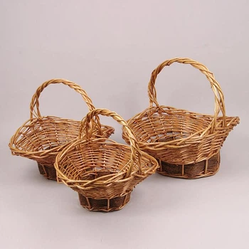 Комплект бежевых корзинок из лозы 3 шт. 45994