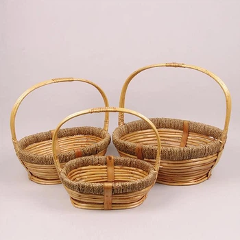 Комплект бежевых корзинок из лозы 3 шт. 45986