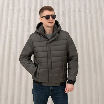 Мужская куртка демисезонная большого размера UF-Fashion 35-1-скф 54 оливковый