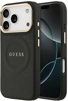 Панель Guess Peony Hot Stamp MagSafe для Apple iPhone 17 Pro Max Black (3666339519704)