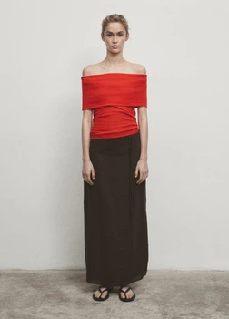Футболка из хлопка Massimo Dutti 6806526600c54 L красная (100005438)