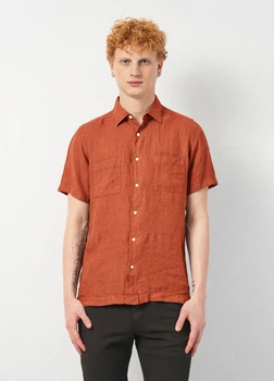 Рубашка из льна Massimo Dutti 102302670c54 S коричневая (100004997)