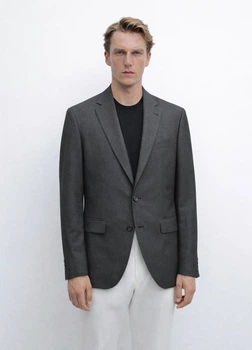 Пиджак из шерсти Massimo Dutti 2021166801c54 56 серый (100005027)