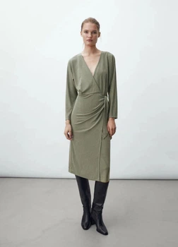 Платье на запах Massimo Dutti 6655818514c40 L зеленое (100004731)