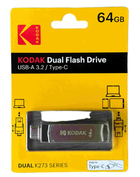 Флешка Kodak 64 ГБ с USB 3.2 и Type-C для быстрой передачи данных Серий