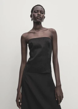 Блуза из льна Massimo Dutti 5149947800c54 L черная (100004786)