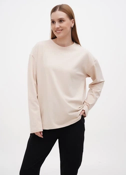 Жіночий лонгслів оверсайз зі спущеним рукавом HiBrand L/XL Бежевий (hb8913524111)