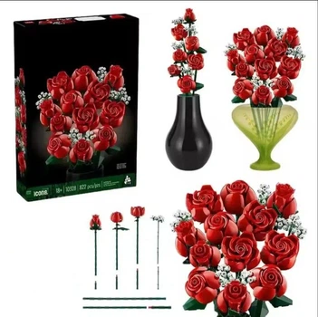 Конструктор Botanical Icons Collection Букет роз алых совместимый блочный цветов