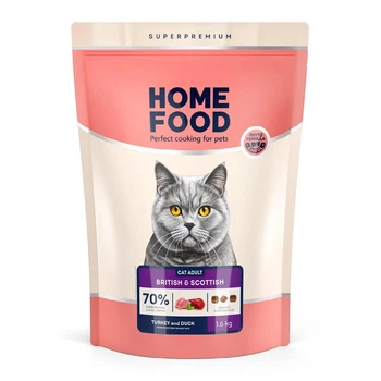 Корм для кошек британской породы Home Food с индейкой и уткой 1,6кг (4820290092082)