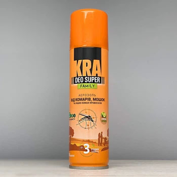 Репелент KRA DEO Family аерозоль спрей від комарів та кліщів 150 мл (дета 7%)