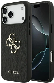 Панель Guess Grained Big 4G & Classic Logo для Apple iPhone 17 Pro Max Black (3666339524906)