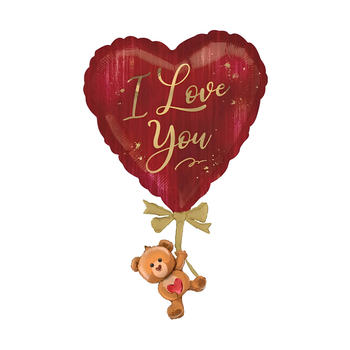 Фольгована Кулька-Ведмедик Із Серцем I love You 65x43см (25") День Святого Валентина