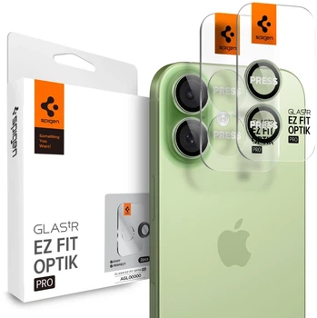 Szkło hartowane Spigen Optik Pro GLAS.TR ”EZ FIT” 2-pack do Apple iPhone 16 / 16 Plus / 17 Green (8800283312614)