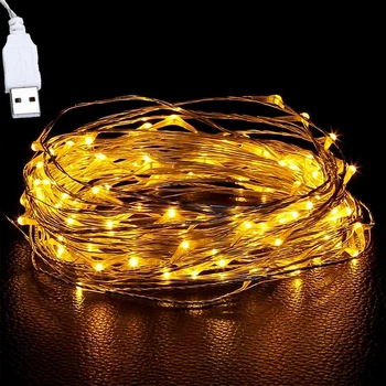 Гирлянда LED USB 3м белая для украшения интерьера создания уютного освещения на праздники и вечеринки