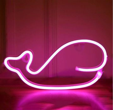 Ночной светильник Neon Sign для детей в виде кита мягкое освещение для создания уютной атмосферы