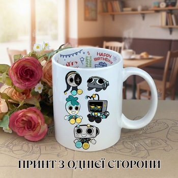 Кружка У Світі Денді Roblox Dandy's World з принтом керамічна чашка з написом всередині «Happy Birthday» 330 мл Uk_HB_72