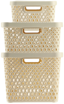 Набір кошиків Kadax K9643 Pau для зберігання з кришкою 4.5 л + 12 л + 18 л Бежевий (5903699492116)