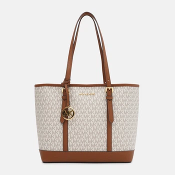 Сумка шоппер женская Michael Kors Jet Set Travel Large Logo Tote BG-MK-10 Белая (193599717401)