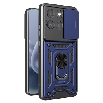 Чехол Hide Shield для Motorola Moto G86 5G бампер противоударный с подставкой кольцом Blue