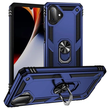 Чехол Shield для Samsung Galaxy A07 / A075 бампер противоударный с подставкой кольцом Blue