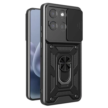 Чехол Hide Shield для Motorola Moto G86 5G бампер противоударный с подставкой кольцом Black