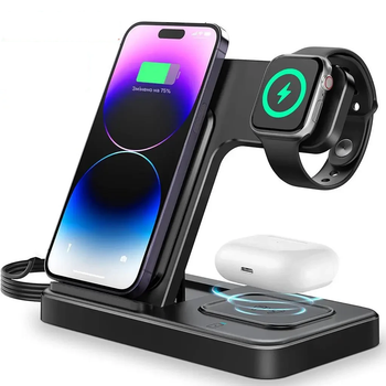 Бездротова зарядна док-станція 3 в 1, 15 Вт для iPhone, AirPods та Apple Watch