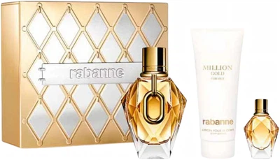 Набір для жінок Paco Rabanne Million Gold Парфумована вода 90 мл + Парфумована вода 10 мл + Лосьйон для тіла 100 мл (3349668642755)