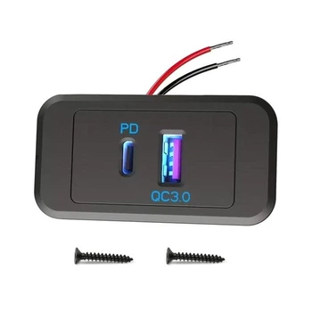 USB-розетка накладна 12V/24V PD 3.0 Type-C (USB C) та QC 3.0 Юсб панель зарядки 2 виходи