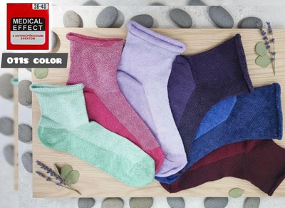 Носки женские летние с сеткой Medical Effect, 011S Color. Без резинки, антиварикозные. 36-40р. Набор из 6 пар