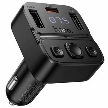 Автомобильный FM-трансмиттер модулятор Bluetooth MP3 HOCO E87 Delta 35W, PD/QC, USB-C/ 2xUSB-A (342884)