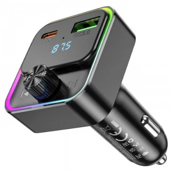 Автомобильный FM-трансмиттер модулятор Bluetooth MP3 HOCO E81 Fantasy 30w, PD/QC, USB-C/ 1xUSB-A (20930)
