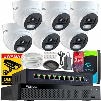Комплект мониторинга Force 6x IP-камера 2 Мп Full HD Белый