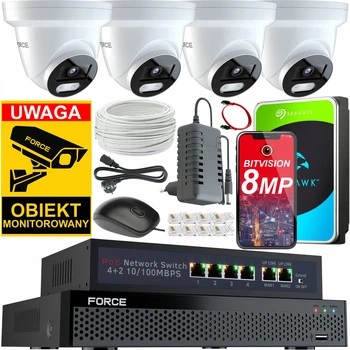 Комплект мониторинга Force 4x IP камера 8 Мп с ночной сьемкой