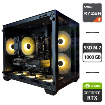 Сборка под заказ: игровой ПК AeroCool Dryft Mini Tower / AMD Ryzen 5 7500F (6 (12) ядер по 3.7 - 5.0 GHz) / 32 GB DDR5 / 1000 GB SSD M.2 / nVidia GeForce RTX 5070, 12 GB GDDR7, 192-bit / 750W